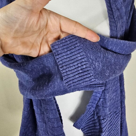Eileen Fisher Open Cardigan Sz PL Cerulean Blue Lightweight Ribbed Linen/Cotton - Picture 4 of 7